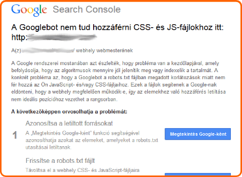 A Googlebot nem tud hozzáférni CSS- és JS-fájlokhoz itt: …