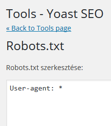 Yoast SEO robots.txt példa