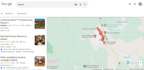 éttermek Google Cégem profilja Google térképen