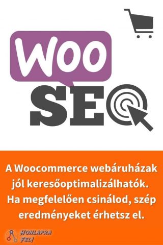 Woocommerce keresőoptimalizálásról szóló szöveg, Woocommerce logó SEO felirattal és bevásárló kosárral